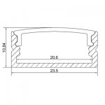 LED U Double 5050 Strip Aluminium Channel PB-AP-GL-014 1 Meter(39.4inch) 10 mm(H) x 20 mm(W) For Max Recessed 20mm Strip Light LED Profile ssed 10mm Strip Light LED Profile