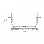 2.5 Meter 98.4â€œ PB-AP-GL-047-RD LED Aluminium Channel Recessed Aluminum LED profile with flange LED Channel For 5050 5630 Multi Row LED Strip Lights