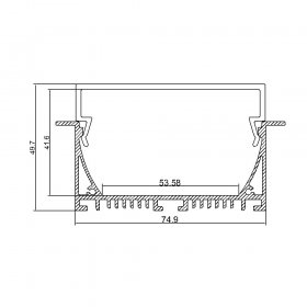 2.5 Meter 98.4â€œ PB-AP-GL-047-RD LED Aluminium Channel Recessed Aluminum LED profile with flange LED Channel For 5050 5630 Multi Row LED Strip Lights