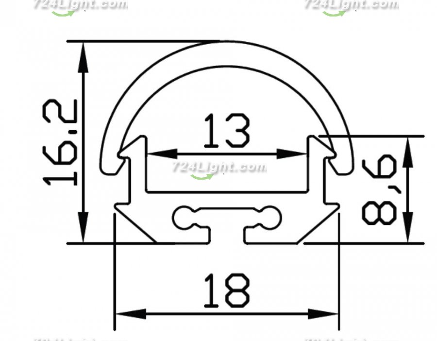 PB-AP-GL-039 LED Aluminium Channel 1 Meter(39.4inch) LED profile With Round Cover For Rigid LED Module 5630 2538 LED Strip