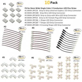 10pcs/Pack Solderless Snap Down 2Conductor LED Strip Connectors for 8mm Wide 2835 Single Color Flex LED Strips