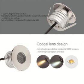 6PCS Pack 3W DC12V-24V IP67 Anti-Glare Mountable Outdoor Underground Light Stainless Steel Dimmable Honeycomb Step Light