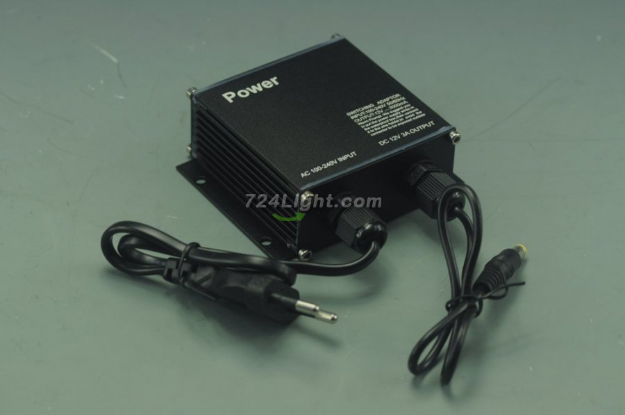 Waterproof 36W 12V 3A Power Supply IP65 Outdoor DC Transformer For LED light