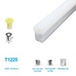 1M/5M/10M/20M Pack of T1225 LED Neon Light Housing Kit with End Caps and Mounting Clips, Flexible Neon Channel Fit for 12mm Wide LED Strip Lights