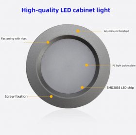 4pcs Pack LED Under Cabinet Lighting 2.5W 12VDC Ultra Thin, 3 Switches are Available Controllable Puck Light for Motorhome, Caravan, Truck, Kitchen, Wine Cabinet, Wardrobe