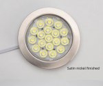 6pcs Packing Rounded LED Stainless Steel Under Cabinet Lighting 2W 12VDC 3 Switches are Available Controllable Puck Light for Motorhome, Caravan, Truck, Kitchen, Wine Cabinet, Wardrobe