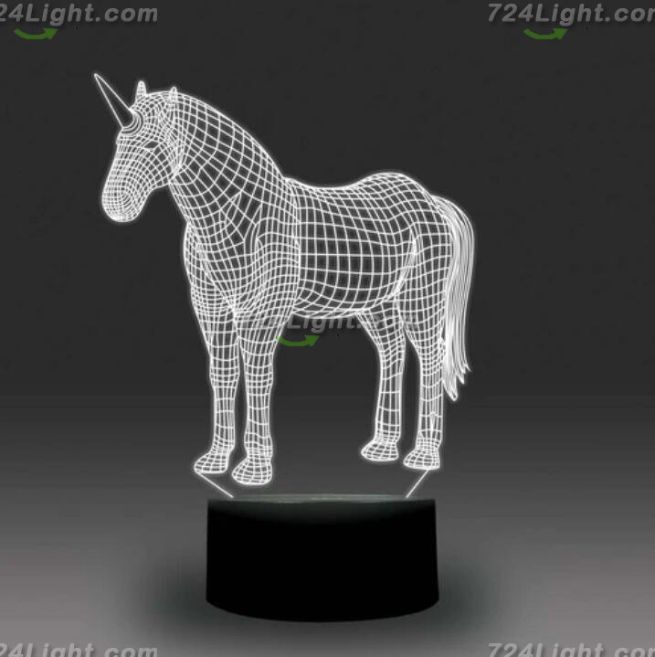 Animal Images 3D Illusion LED Night Light w/ 16 Colors Remote Touch Switch Adjustable Brightness for Kids Bedroom Decoration