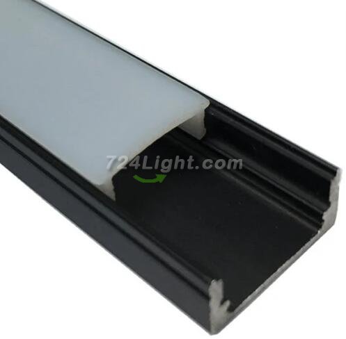 Black LED Profile U02 9x17mm U-Shape LED Aluminum Channel System