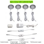 4pcs Pack LED Under Cabinet Lighting 2.5W 12VDC Ultra Thin, 3 Switches are Available Controllable Puck Light for Motorhome, Caravan, Truck, Kitchen, Wine Cabinet, Wardrobe