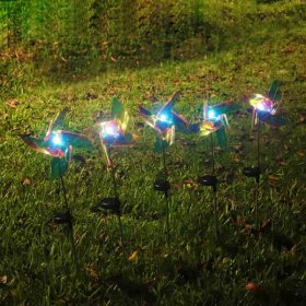 Solar Outdoor Lights Pinwheels Decorative-Colorful, for Garden Pathway Yard House-2 Pack