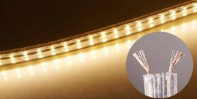 AC 110V 220V SMD2835 High Voltage Flat Strip Light 180 LEDs Per Meter Double Row with the power plug