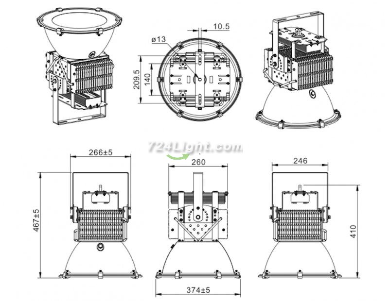 200W LED High Bay Light For Industrial Outdoor Lighting Warm White Pure White Nature White Led Flood Light With Mean Well Power Supply