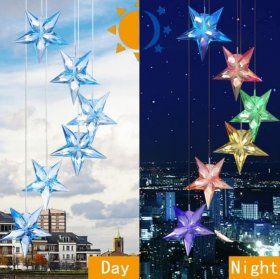 Solar Wind Chimes, Star Outdoor Waterproof Color-Changing LED Mobile Solar Powered Light for Garden, Party, Yard, Window, Outdoor Decorations