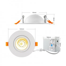 12W Downlight 360 Degree Rotating Embedded Universal Adjustment LED Spotlight COB Home Living Room Downlight