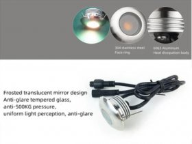 8PCS Pack 1W DC12V IP67 Recessed LED Wall Corner Light Outdoor LED Step Lights Stainless Steel Inground Light