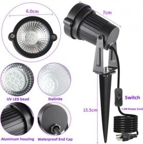 2Pack Black Light 12W AC85-265V IP66 Waterproof UV 385-400nm Purple Led Lights Lawn Light Spotlight for Stage Lighting Glow Party Room Fluorescent All Hallows' Day