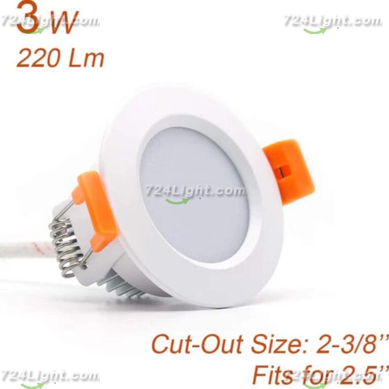 10 Pack 3W Dimmable Antifog LED Downlight CRI80 Flat Diffuser Ceiling Light -2-3/8\'\' Cutout