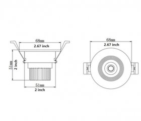 3W Dimmable LED Downlight CRI80 COB LED Ceiling Light Cut-out 2in/51mm 25W Halogen Bulbs Equivalent