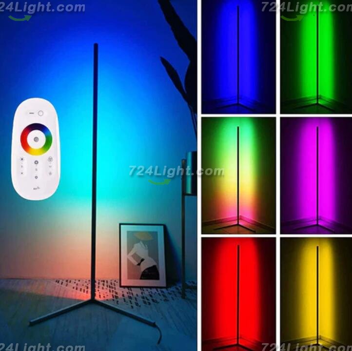 RGB Corner Floor Lamp Nordic Modern LED Floor Lamp Ambient Light w/ Remote Controller