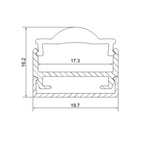 LED aluminum Channel with Clear Lenses Diffuser (WxH):16.9 mm x 6.1mm 1 meter (39.4inch) LED Profile