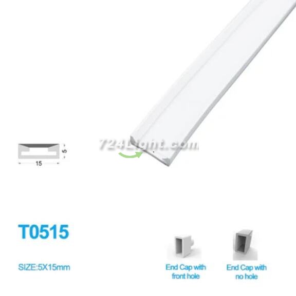 1M/5M/10M/20M Pack of T0515 LED Neon Light Housing Kit with End Caps and Mounting Clips, Flexible Neon Channel Fit for 12mm Wide LED Strip Lights