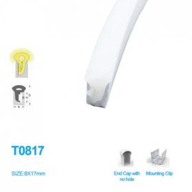 1M/5M/10M/20M Pack of T0817 LED Neon Light Housing Kit with End Caps and Mounting Clips, Flexible Neon Channel Fit for 8mm Wide LED Strip Lights