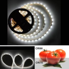 High CRI 90 LED Strips, Flexible 5M LED Strips, SMD2835-300 60 LEDs 1000LM Per Meter 8mm Wide Tape