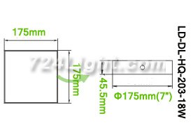 18W DL-HQ-203-18W Panel LED light Square Length 175mm Height 45.5mm PVC Acrylic Cover Cabinet LED Downlight