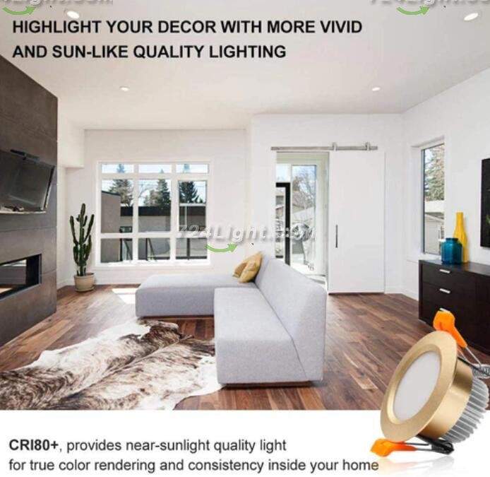 4 Pack 3 Inch Gold Trim Dimmable LED Downlight 5W(40W Halogen Equivalent) CRI80 LED Ceiling Light