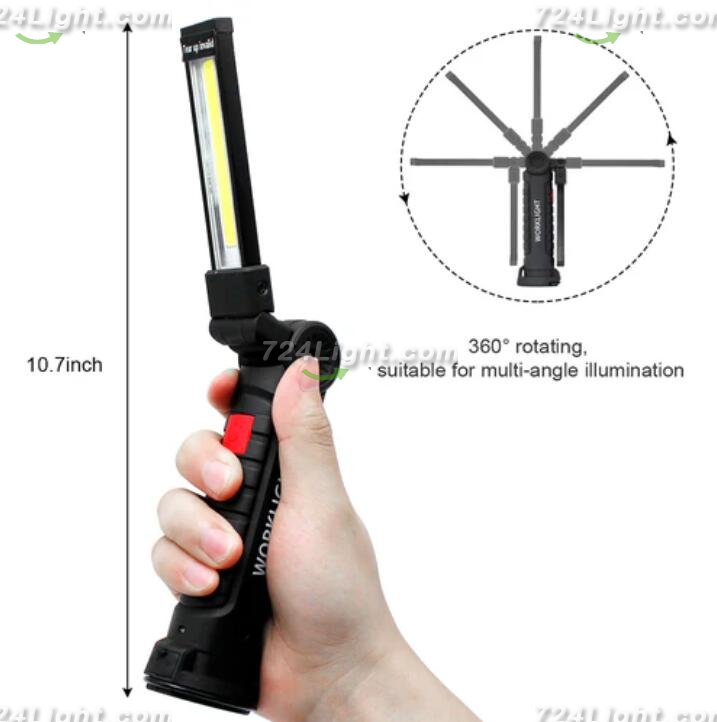 2 Pack LED Work Light Rechargeable 360° Rotate Magnetic Based 5 Modes LED Flashlight