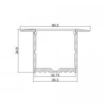 LED Channel Super Width 35mm With Wings Extrusion Recessed LED Aluminum Channel 1 meter (39.4inch) LED Profile