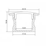 LED Aluminium Extrusion Width 12.2mm Recessed LED Aluminum Channel 1 meter(39.4inch) LED Profile With 23.3mm Flange