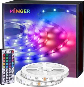 LED Strip Lights 16.4ft, RGB Color Changing LED Lights for Home, Kitchen, Room, Bedroom, Dorm Room, Bar, with IR Remote Control, 5050 LEDs, DIY Mode