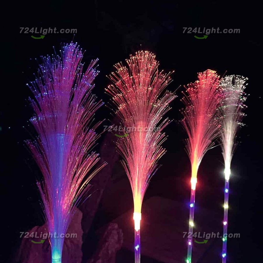 Solar Powered Fiber Flowers Lights, Ip65 Waterproof Lights for Garden, Yard, Path, Party Decoration(2 Pack)