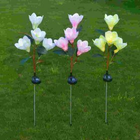 Solar Magnolia Flower Lights Outdoor Decorative for Garden Patio Yard Patio Pathway Decoration