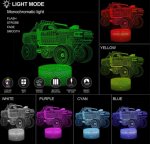 Transportation Images 3D Illusion LED Night Light w/ 16 Colors Remote Touch Switch Adjustable Brightness for Kids Bedroom Decoration