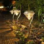 Outdoor Solar Diamond Lights, 2 Pack Solar Lawn Lights for Garden Terraces, Flowerbeds, Lawn Paths