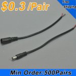 Wholesale Dc Connect Black 22 AWG 16cm Male Female LED Power Supply DC Cable Cord For LED Light