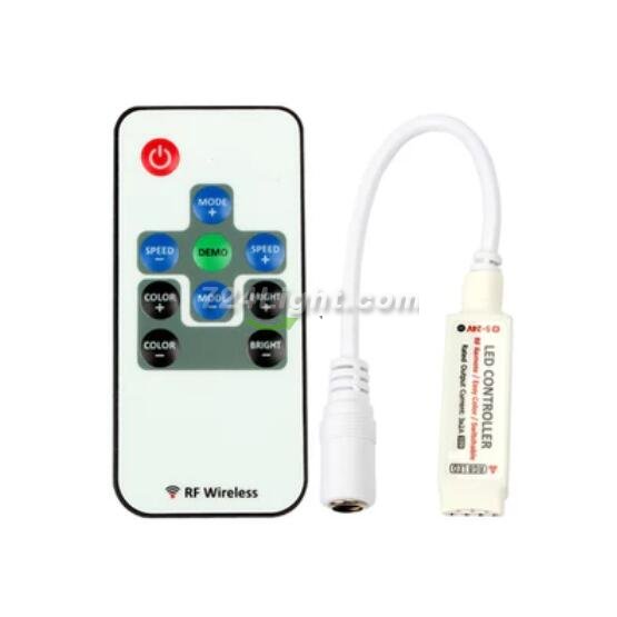 RF Wireless Mini LED Controller with 10-key Remote 5V-24V 12A / 3 Channels for RGB/GRB LED Strip SMD5050 SMD3528 Color Changing