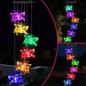 Solar Wind Chimes, Pig Solar Wind Chimes Outdoor Decorative Lights For Patio Garden Window Holiday Gifts