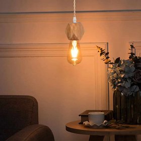 9.8FT Vintage Pendant Light Cord with Dimmable Switch, Diamond shape Nylon Rope Hanging Light