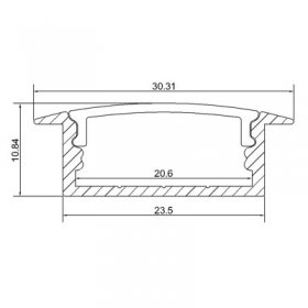 Black Super wide 20mm Strip Recessed LED Aluminium Extrusion Recessed LED Aluminum Channel 1 meter(39.4inch) LED Profile