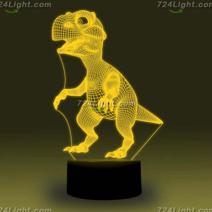 Animal Images 3D Illusion LED Night Light w/ 16 Colors Remote Touch Switch Adjustable Brightness for Kids Bedroom Decoration