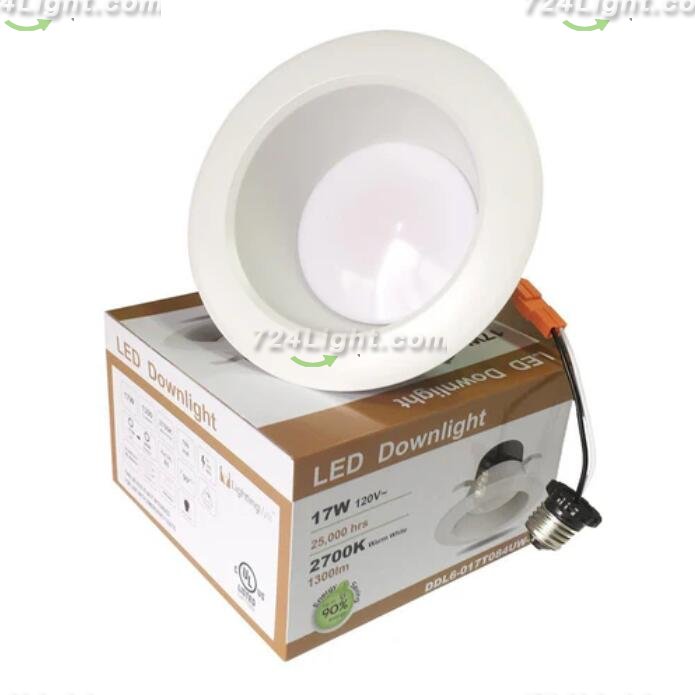 18 Pack UL CUL Listed Dimmable 6 Inch 120V AC 17W 1400 Lumen LED Retrofit Downlight Kit