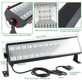 100W 385-400nm LED UV Black Light Bar, Black Lights for Glow Party, Black light with Plug &Switch, Glow Light for Halloween, Fluorescent Body Paint, Stage Lighting