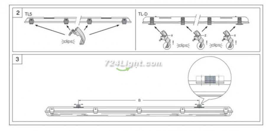Stripe Clear Cover T8 LED Tube Lights with Striped Clear Tri-proof T8 Tube Fixture for Double Tube