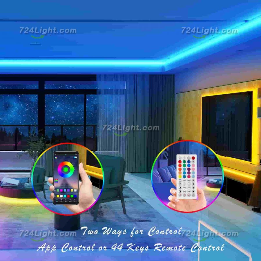 LED Strip Lights 32.8ft Color Changing 5050 RGB Led Lights for Bedroom,Built-in Mic,Led Lights With App Control and IR Remote For Home Decoration