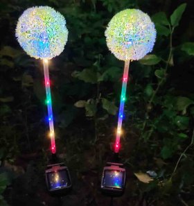 Solar Lights Outdoor Garden Decorative, 2 Pack Solar Dandelion with Colorful 16 LED, Waterproof Solar Flower Lights