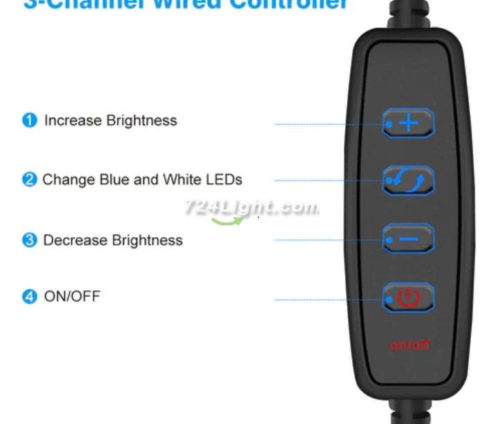 Aquarium LED Light for Freshwater Fish Tank w/ Extendable Bracket, White Blue LED