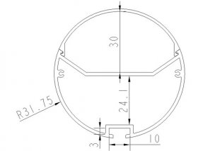 Black 2.5" Newest Suspended Tube Light LED Profile Diameter 63mm 1meter Tube lighting Profile